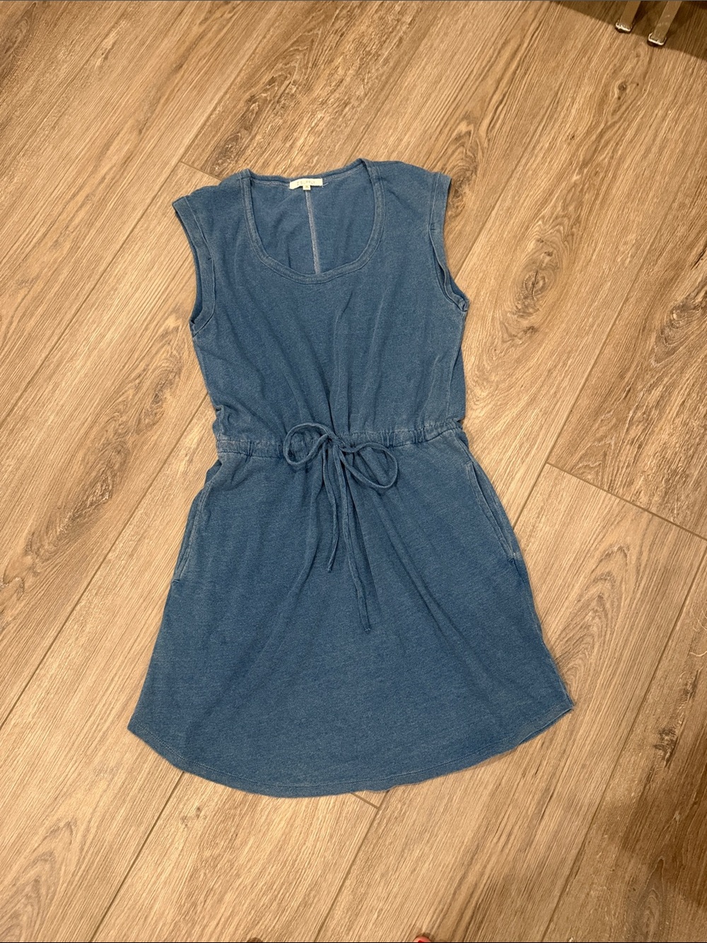 Z Supply Blue Sleeveless Tie-Waist Mini Dress